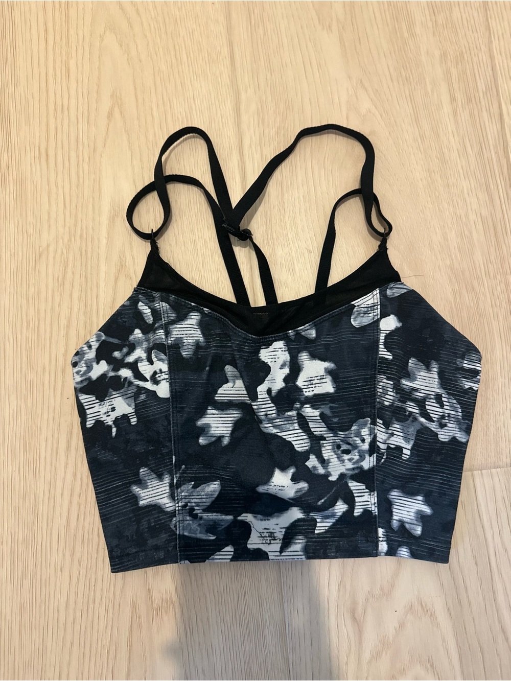Black & White Floral Sports Bra